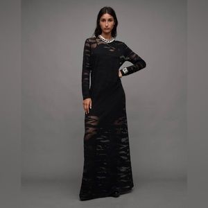 AllSaints Mesh Maxi Dress, Black, Size 4, never worn